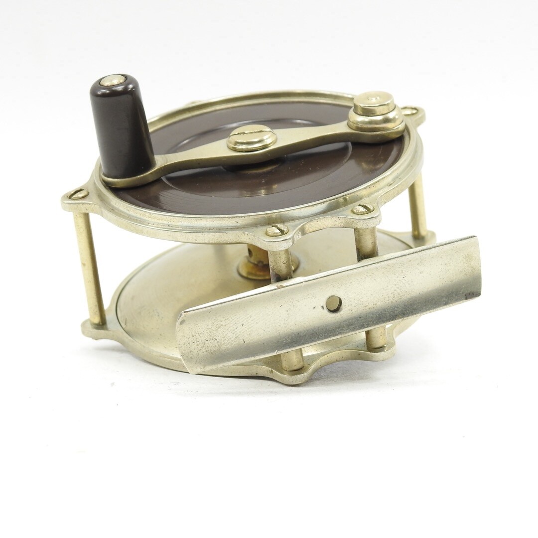 Julius Vom Hofe Raised-Pillar Fly Reel. German Silver & Hard Rubber. 3″.