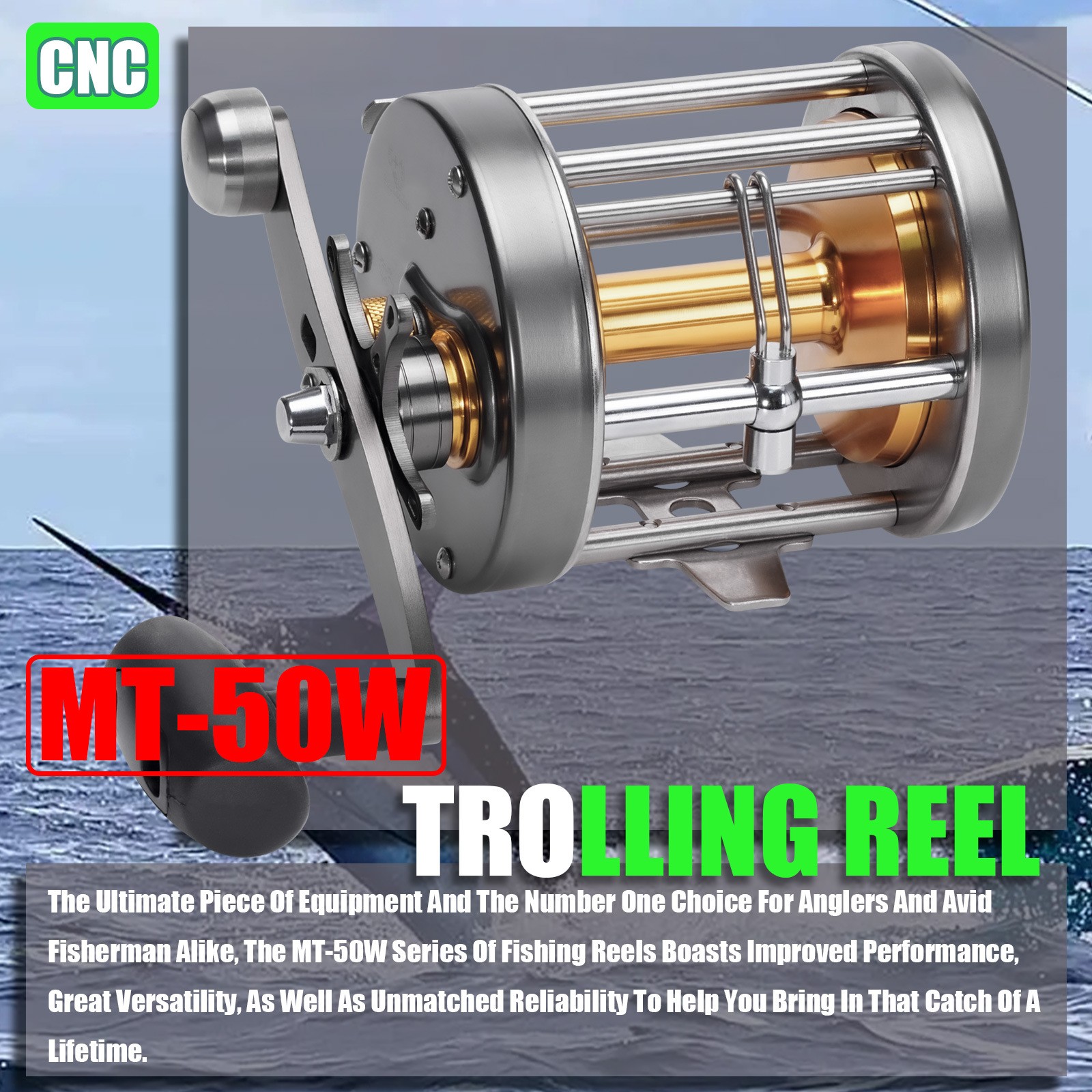 Trolling Drum Fishing Reels All Aluminum Alloy Body Sea Saltwater Accessories