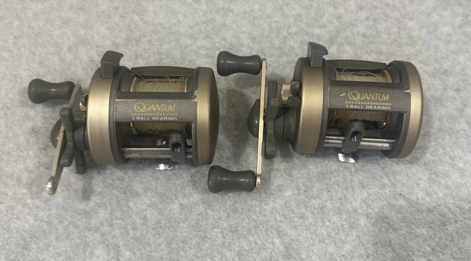 2 Vintage Quantum Iron IR3WL Baitcasting Reel 3 Ball Bearings All Metal ZEBCO