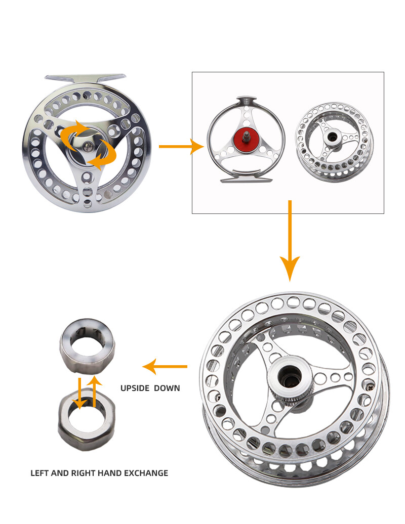5/6WT Upgrade CNC Machined Fly Fishing Reel With WF 5F Orange Fly Line Combo