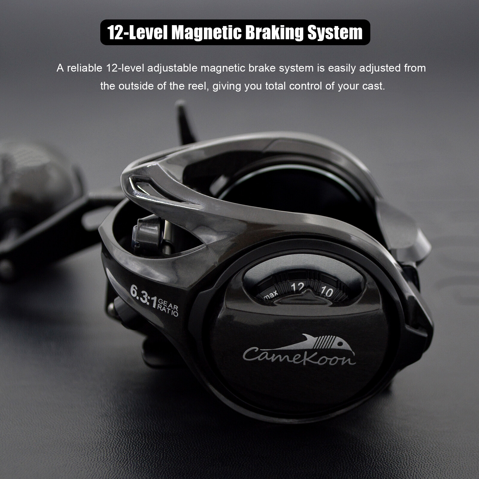 CAMEKOON 300 Baitcaster Reel Saltwater Fishing 10+1BBs Carbon Body High Capacity