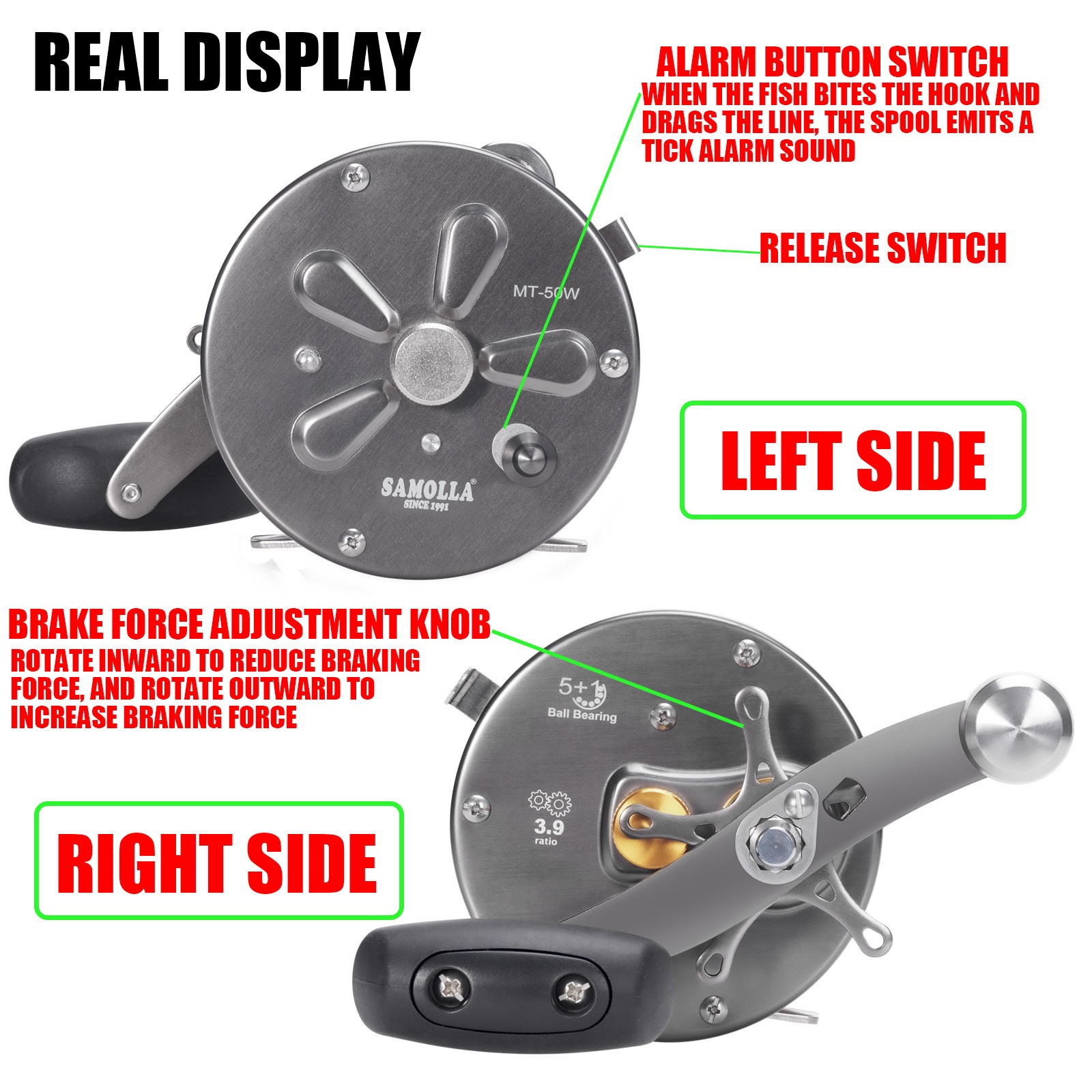 Trolling Drum Fishing Reels All Aluminum Alloy Body Sea Saltwater Accessories