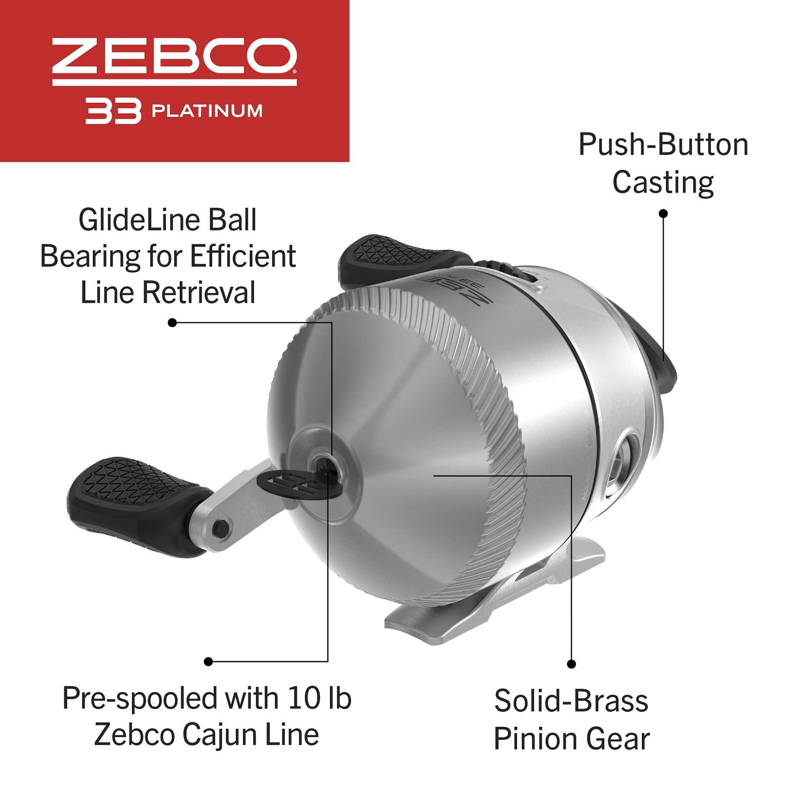 Zebco 33 Platinum Spincast Fishing Reel, Size 30 Right or 30, Silver