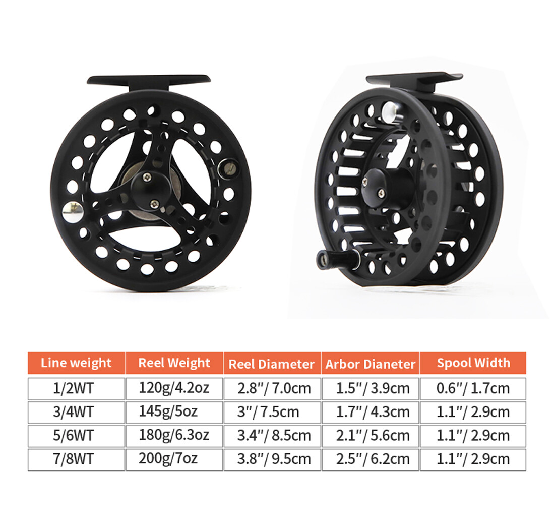 3/4 5/6 7/8 WT Black Fly Fishing Reel With WF 3/5/8F Fly Fishing Line Combo