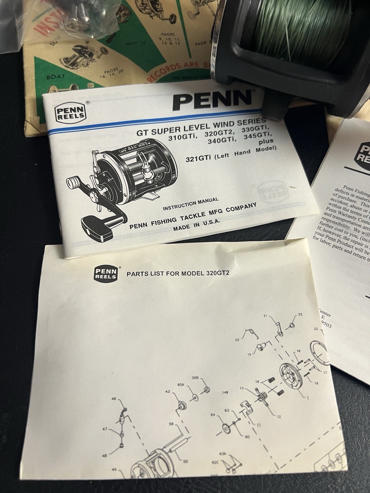 Penn 320 GT2 4.3:1 Trolling Super Levelwind Fishing Reel Right Hand + Box Manual