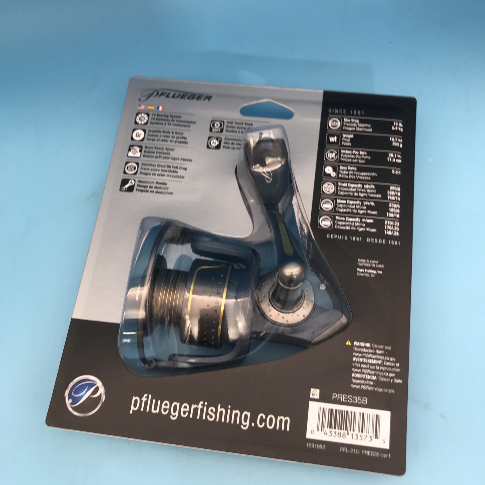 Pflueger President PRESSP35 Spinning Fishing Reel 10 Bearings New