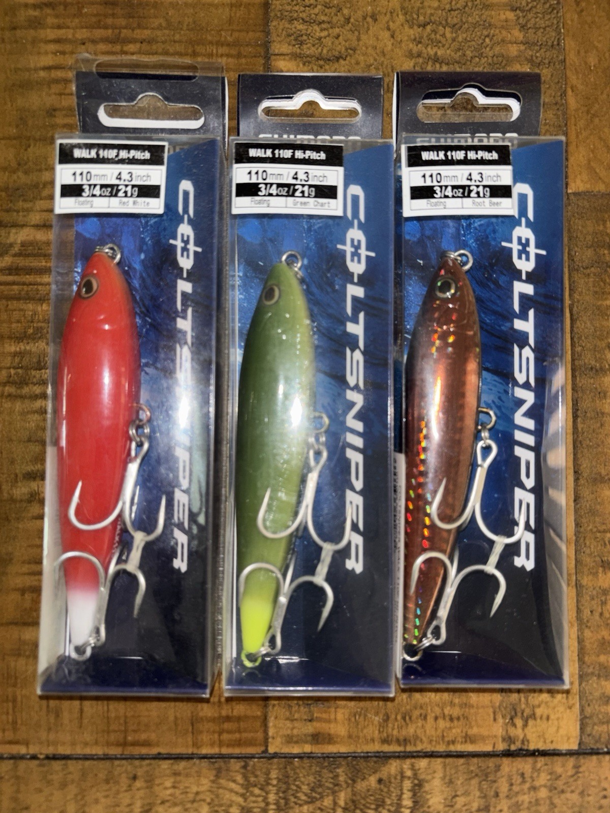 Lot Of 3 Shimano Colt Sniper Walk 110f 3/4oz 110mm Hi Pitch
