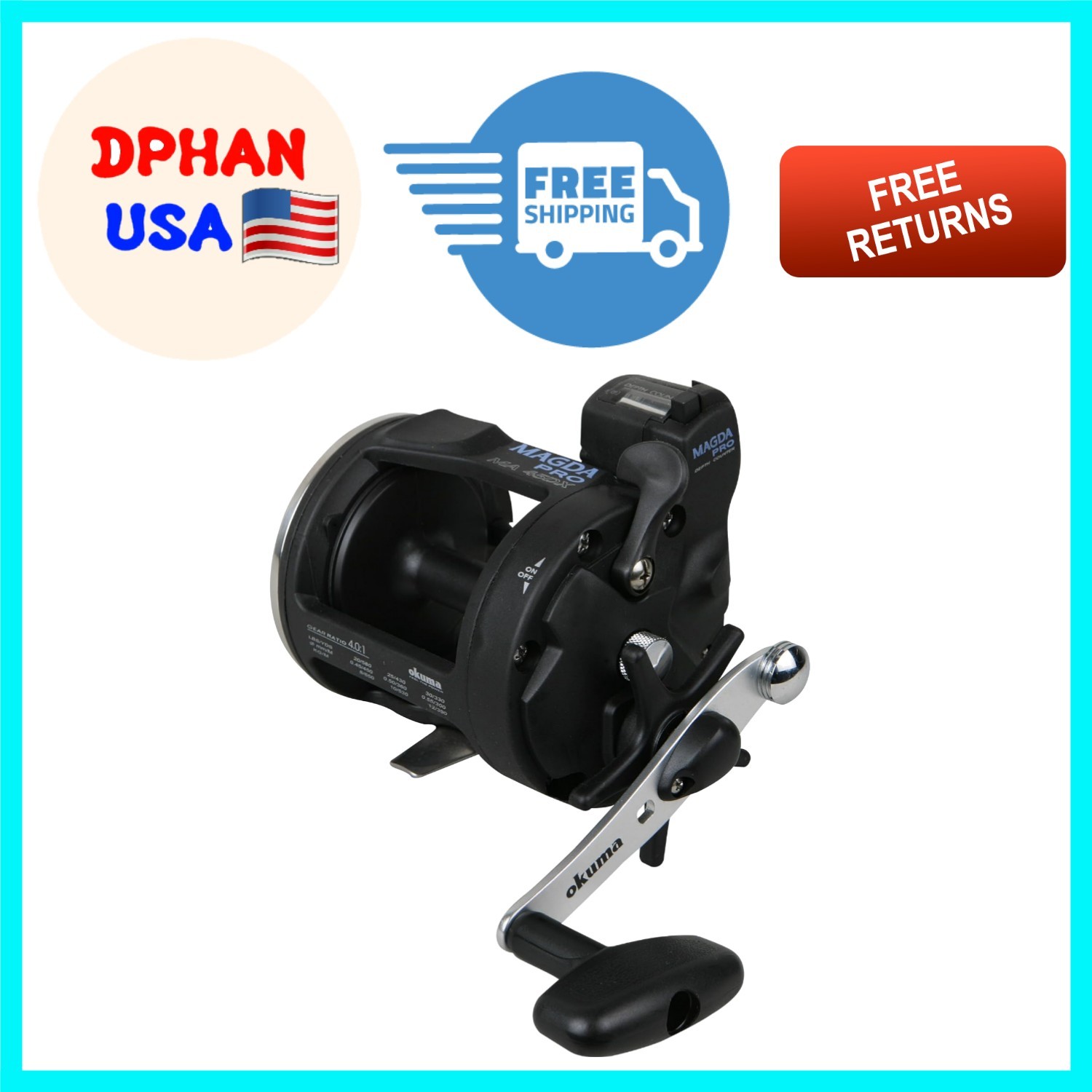 High-Performance Magda Pro Trolling Reel with 5.1 Gear Ratio & Line Counter