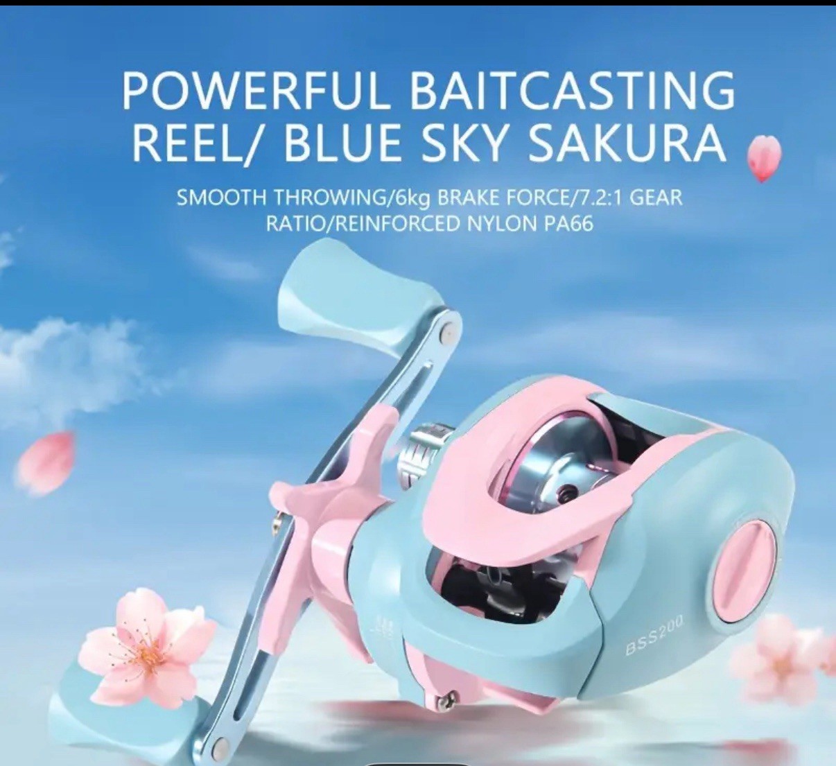 HAUT TON Blue Sky Sakura 7.2:1 Gear Ratio Baitcasting Reel Left H