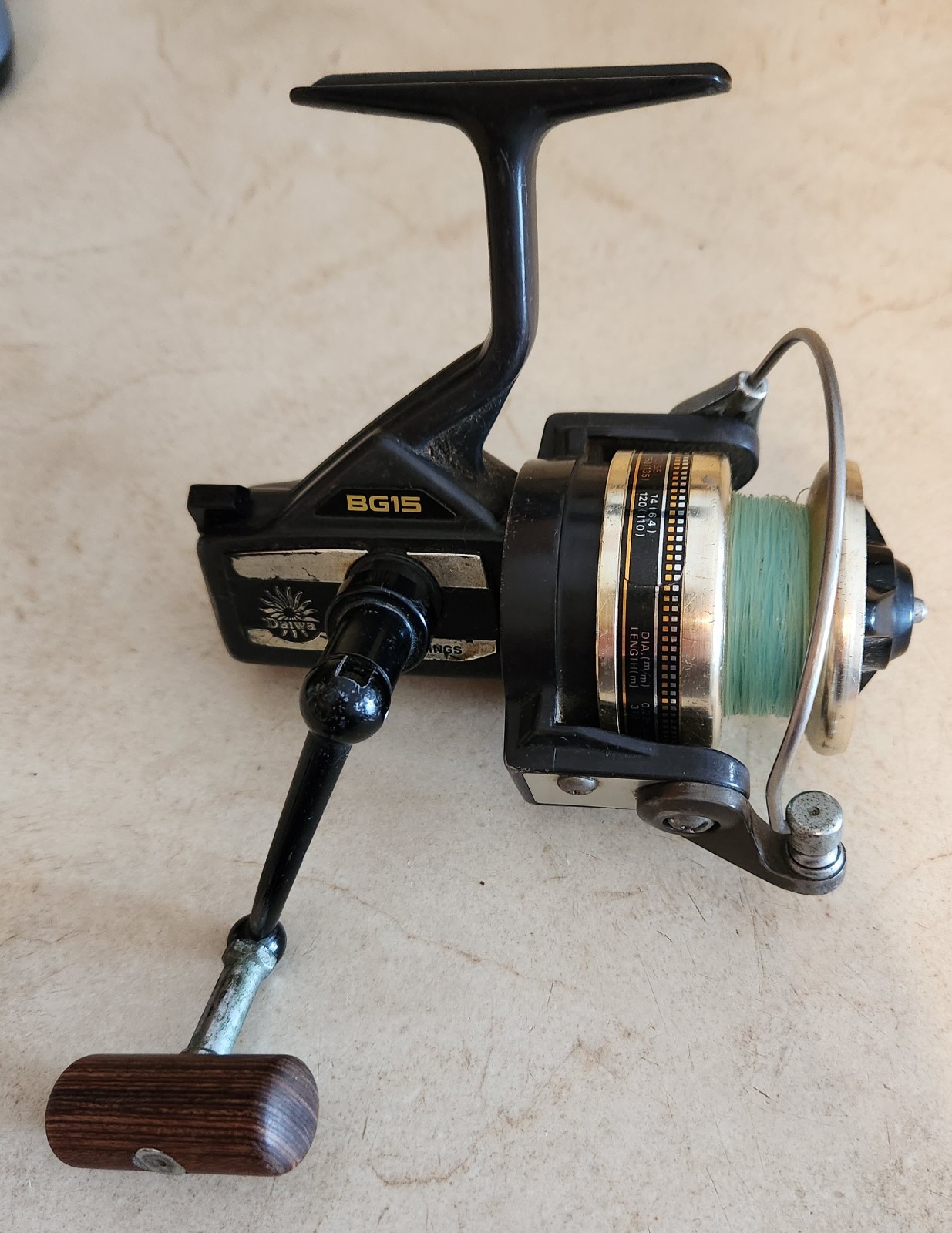 Vintage Japan made Daiwa Black Gold BG15 Spinning Fishing Reel – 3 Ball Bearings