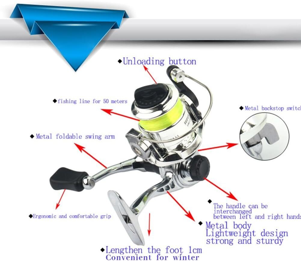 Mini Metal Fishing Wheel Spinning Reel 4.3:1 Gear Ratio Small Reel 2+1BB Bearing