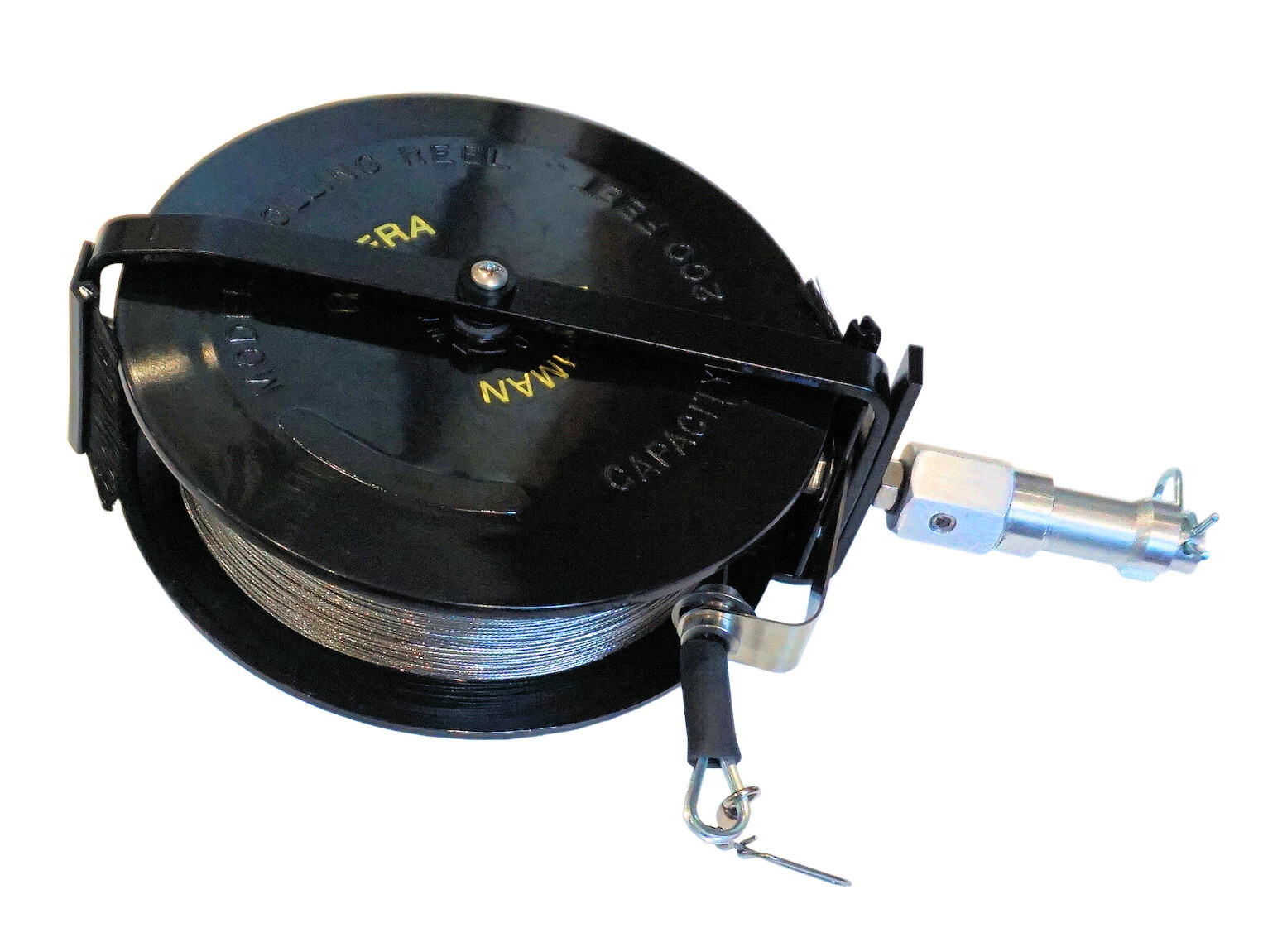Riviera Hand Line Trolling Reel, Black with 200 ft 60# Coated Wire #RCWIRE