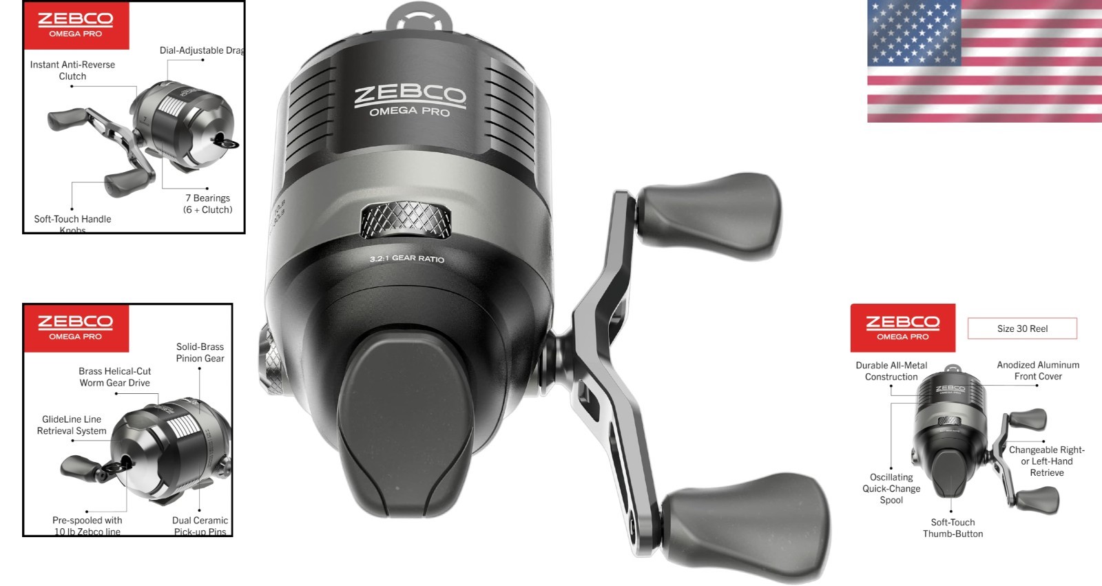 Omega Pro Spincast Fishing Reel Size 30 – Smooth Dual Ceramic Performance
