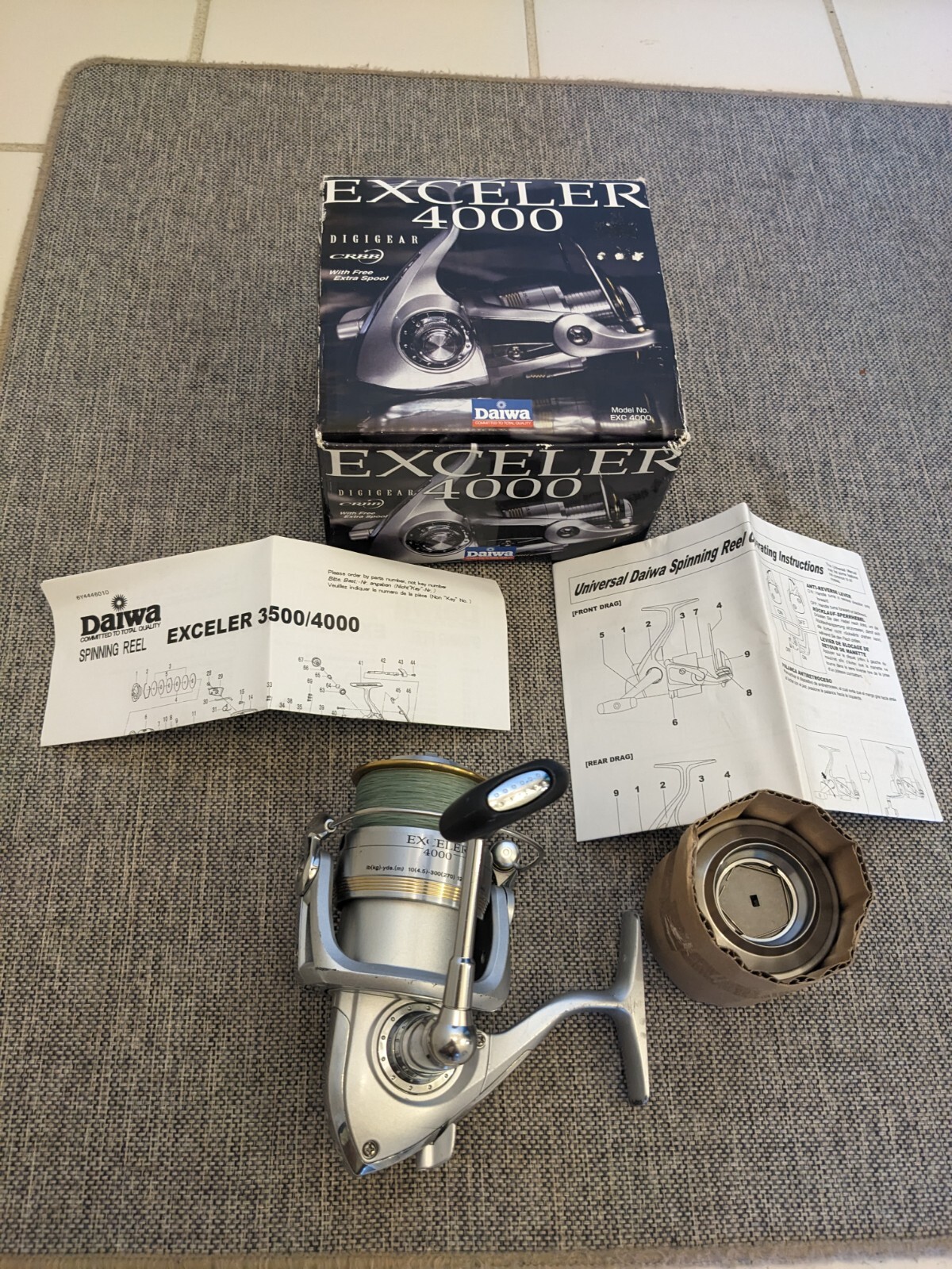 Daiwa Exceler 4000 In Box With Spare Spool And Papers, 6 Ball Bearings