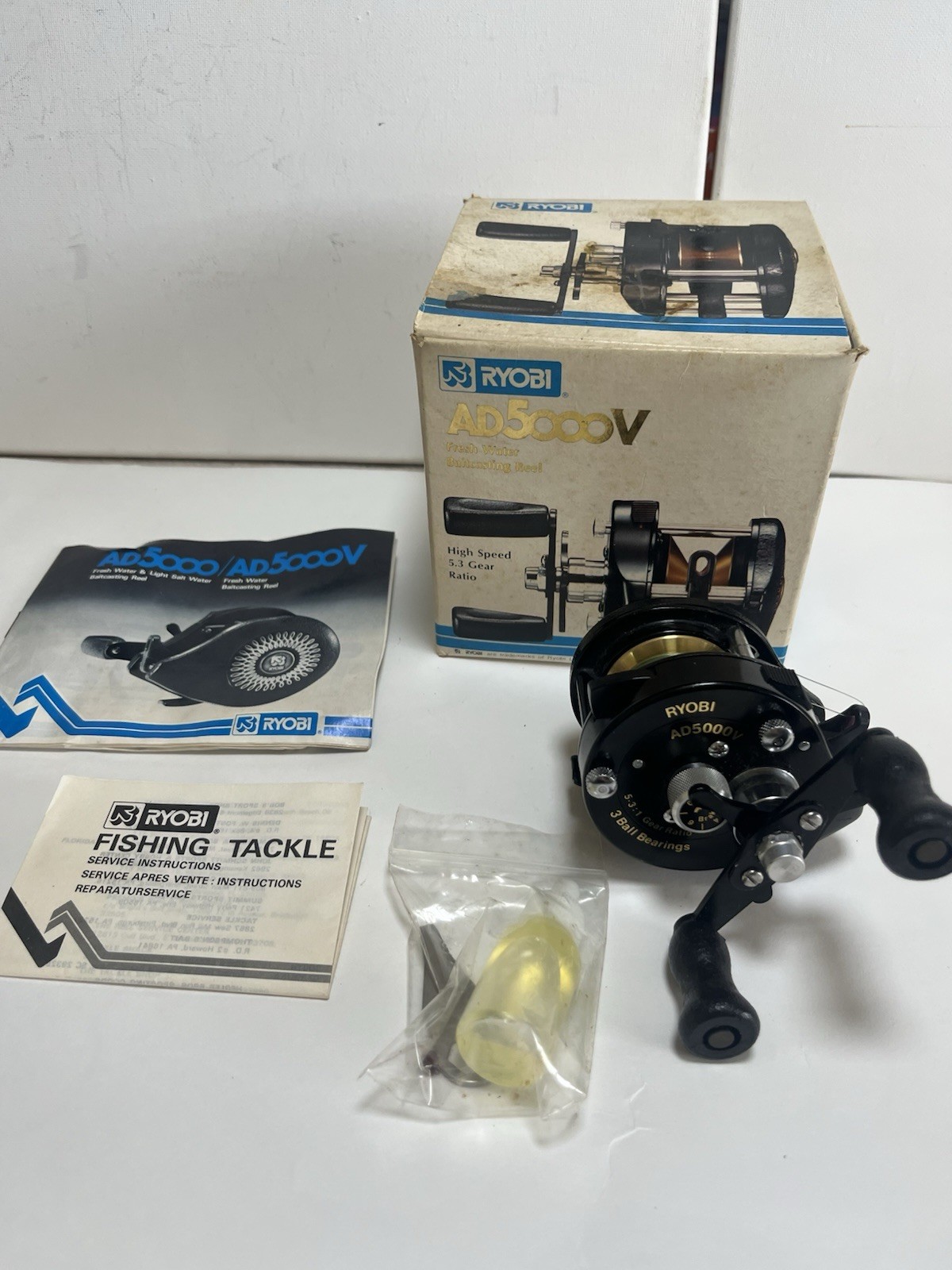 RYOBI AD5000V Fresh Water Baitcasting Fishing Reel Vintage 1985 Barely Used Exc
