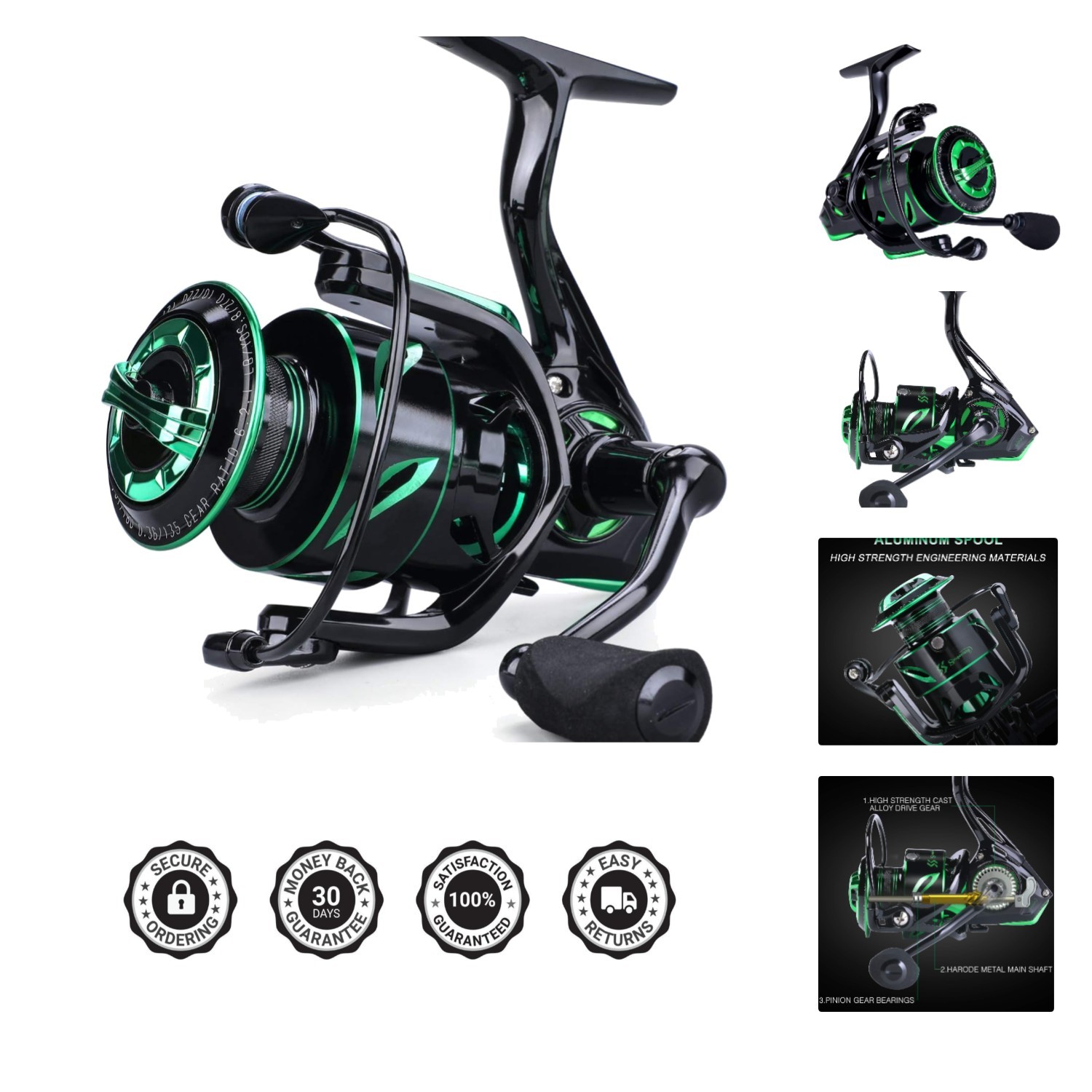 Fishing reels Light Weight Saltwater Spinning Reel – 39.5 LB Carbon Fiber Dra…