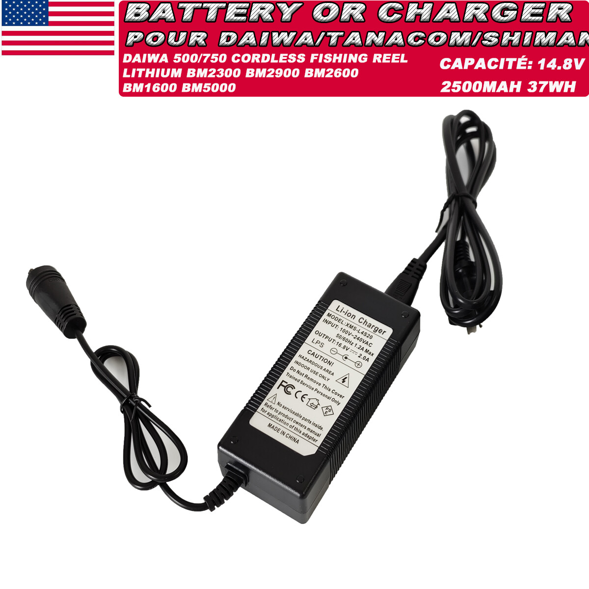 BATTERY 5AH FOR DAIWA TANACOM 1000 750 ELECTRIC FISHING REEL BM2900 BM5000+CABLE