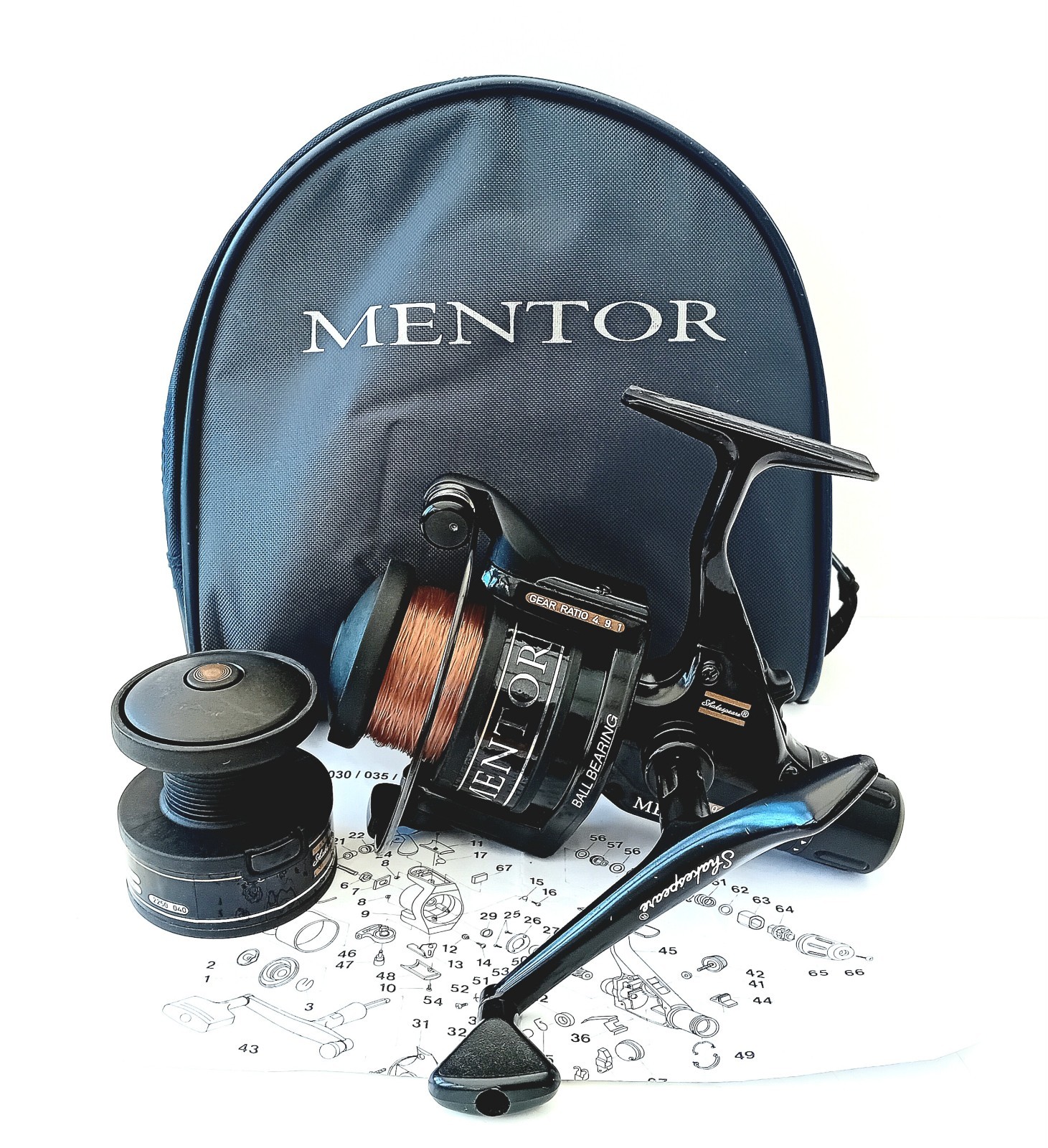 Fishing Reel Shakespeare Mentor 2250-040 + Case Etc Float Feeder Carp Tackle VGC