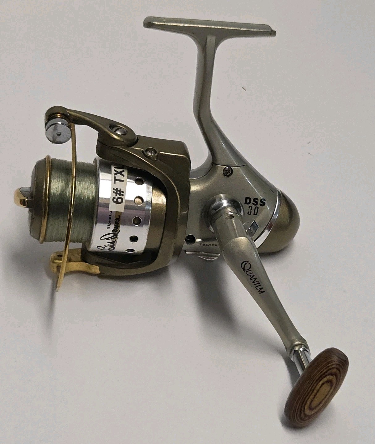 QUANTUM BILL DANCE SPINNING REEL DSS30 5 Bearing Fold Handle Wood Knob Zebco 3K