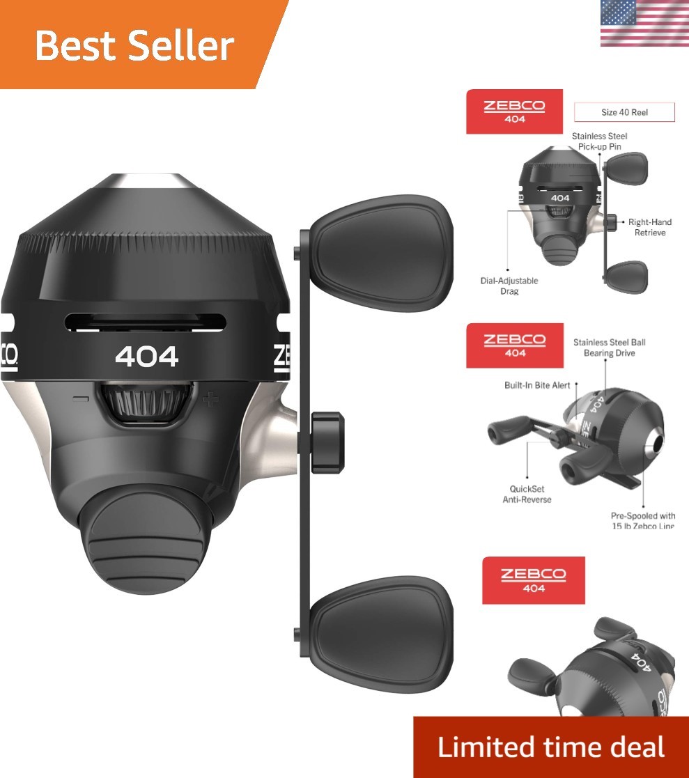 Durable Stainless Steel Zebco 404 Spincast Reel – Anti-Reverse, Smooth 2.8 Gear
