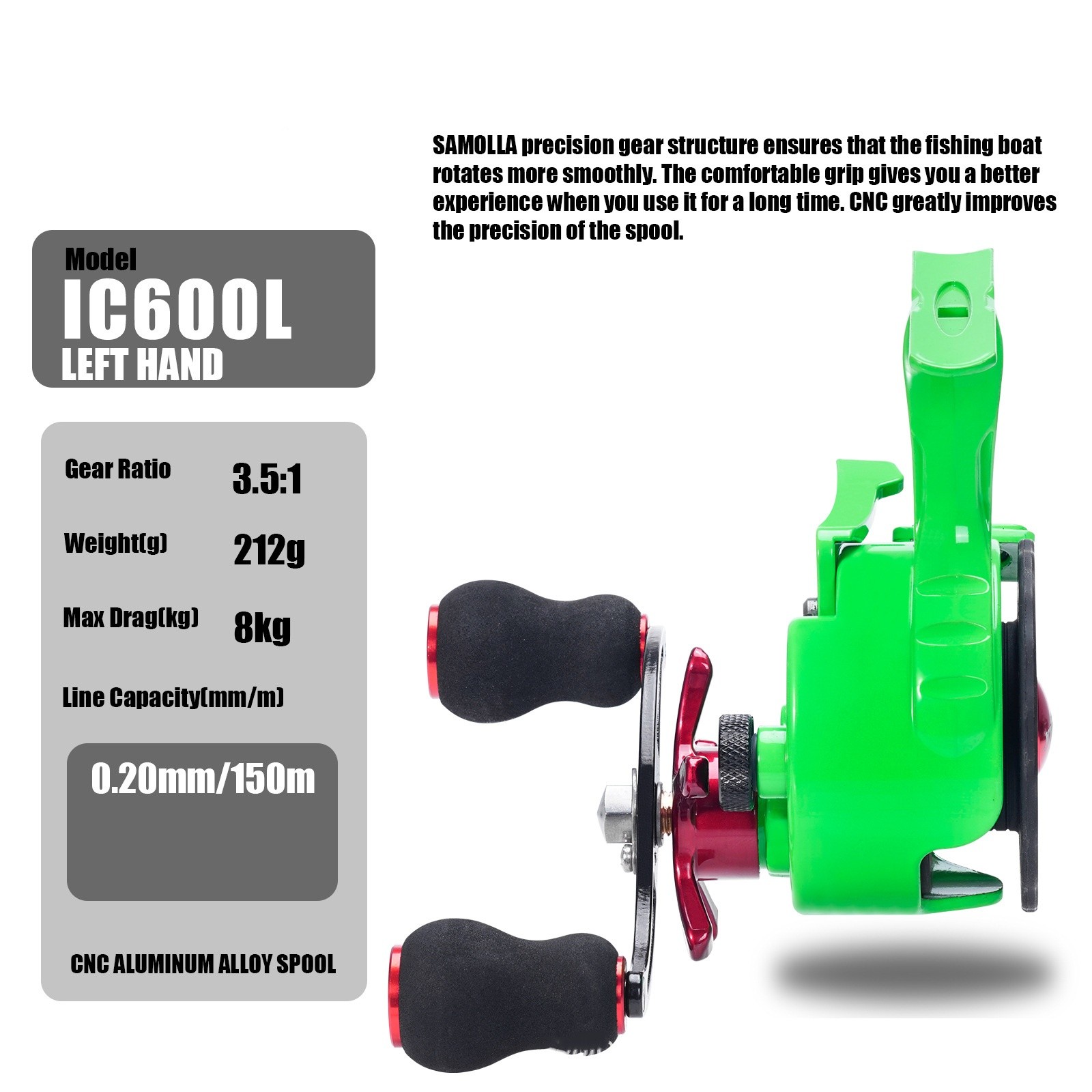 3.5:1 Gear Ratio Ice Fishing Reel Metal Inline Fishing Reel 17.64LB Maximum Drag