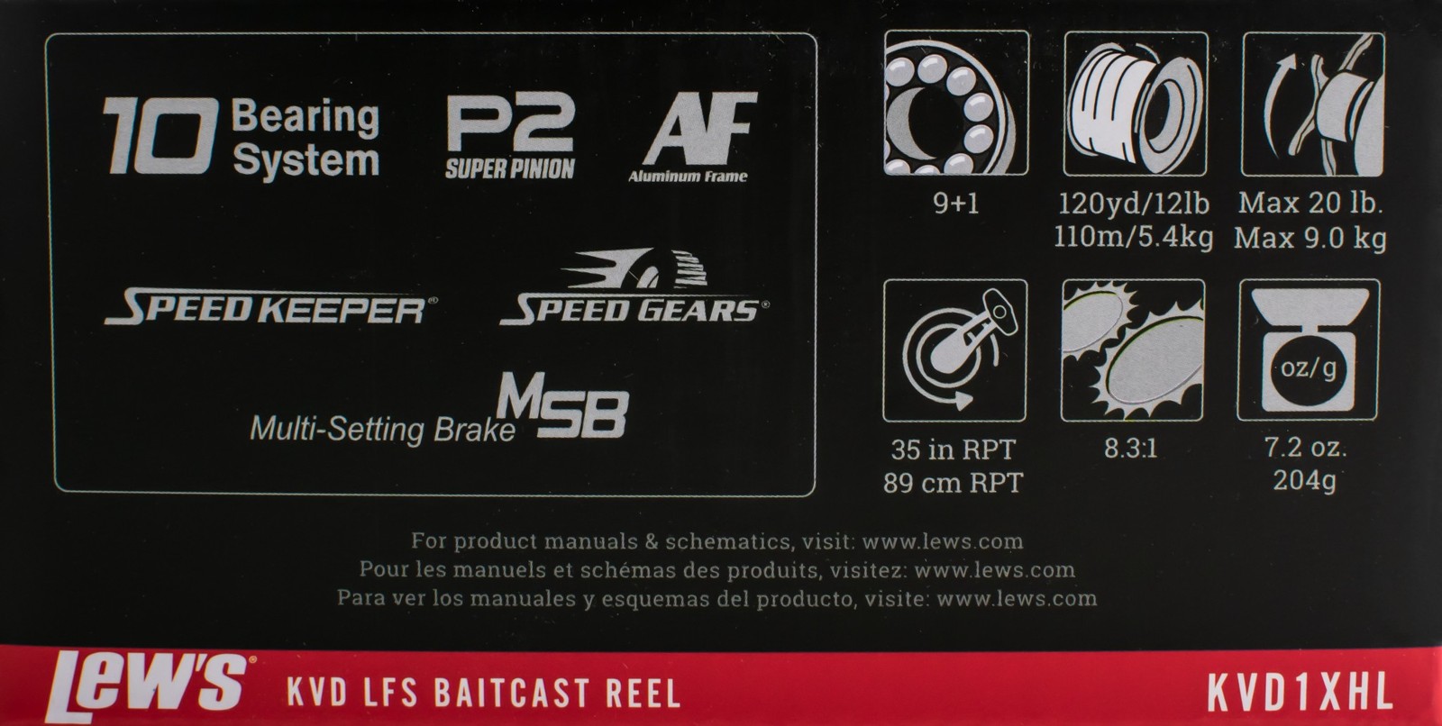 LEW’S KVD LFS KVD1XHL 8.3:1 GEAR RATIO LEFT HAND BAITCAST REEL