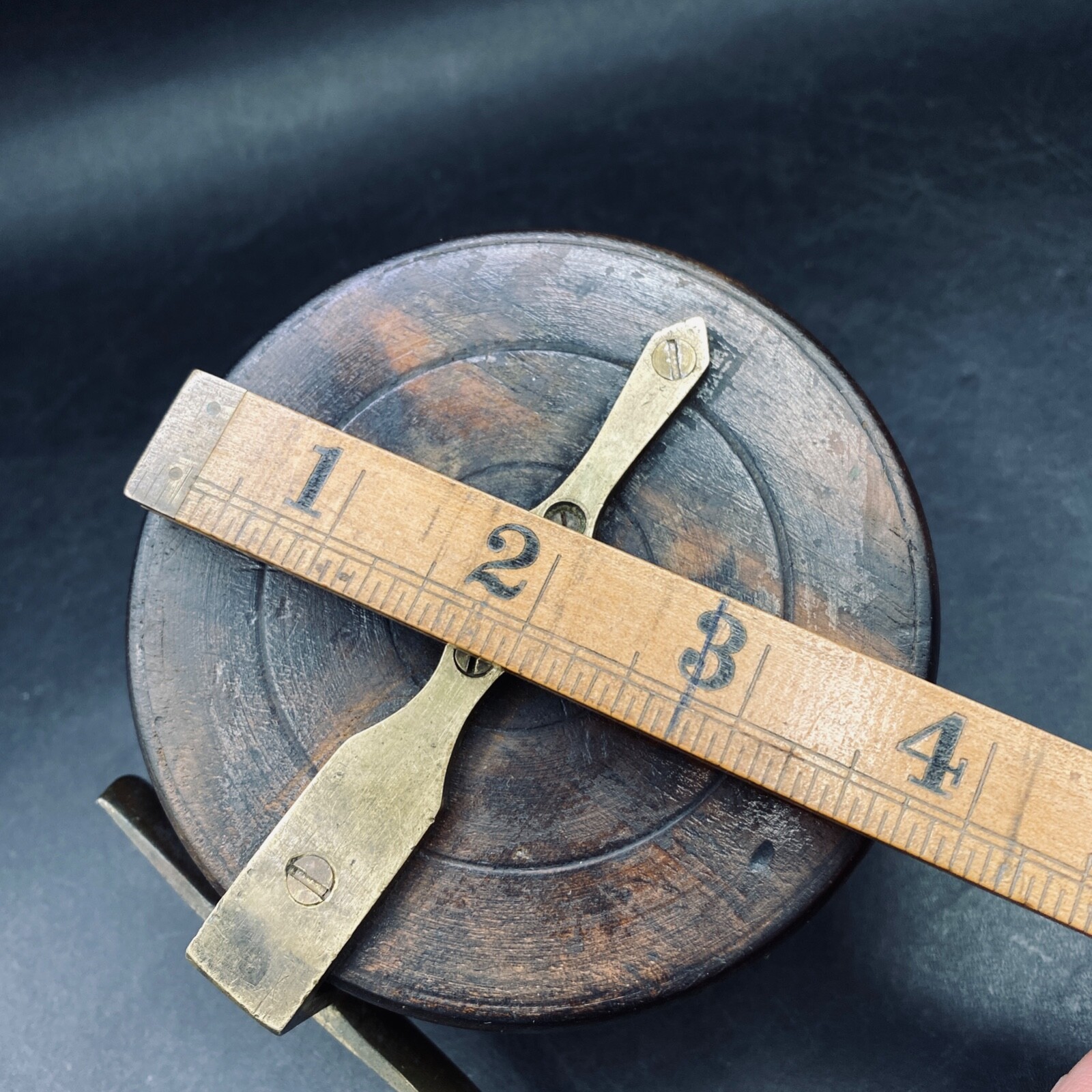 Fishing Reel Anitique Wooden 3 3/4″ Brass Fittings Collectable Display or Use