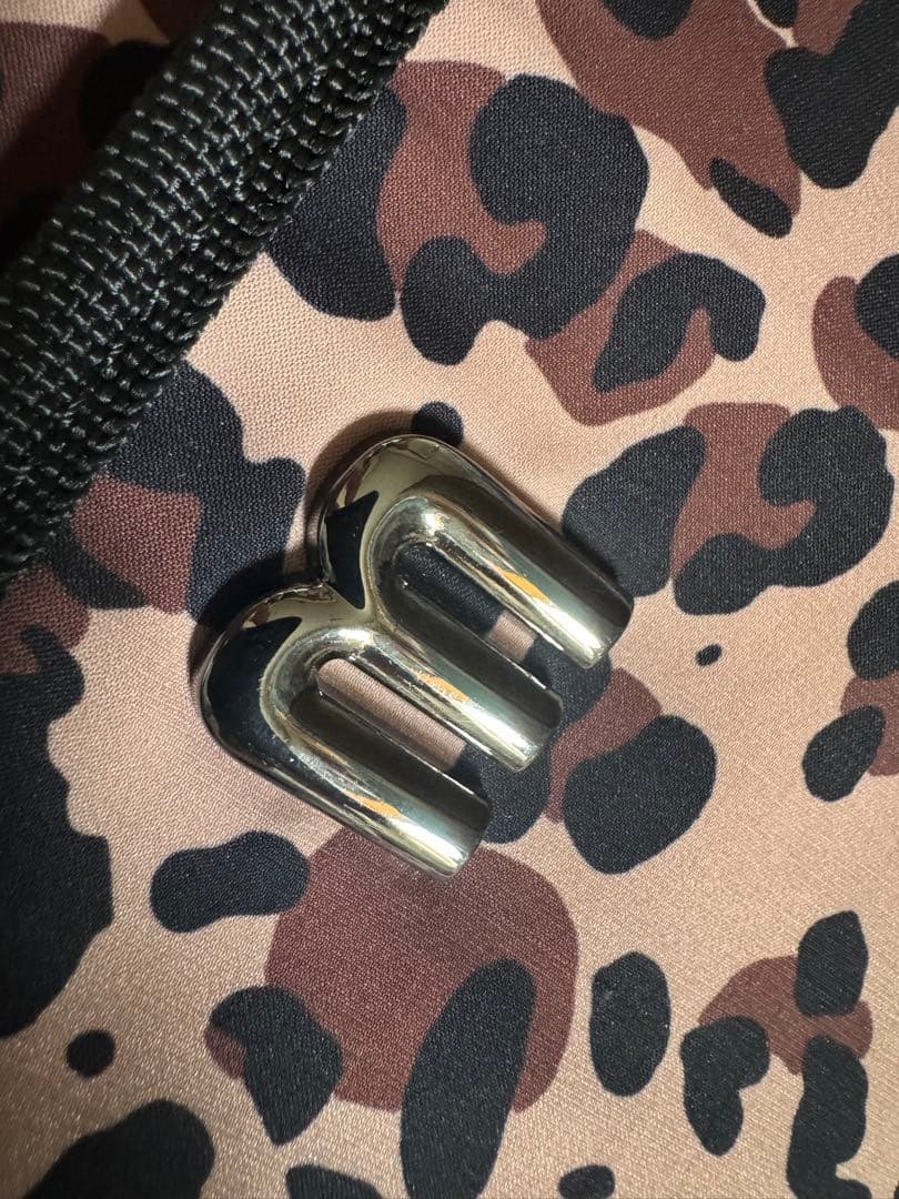 Leopard Print Synthetic Fiber Pouch with Lime Green Interior, Metal Button