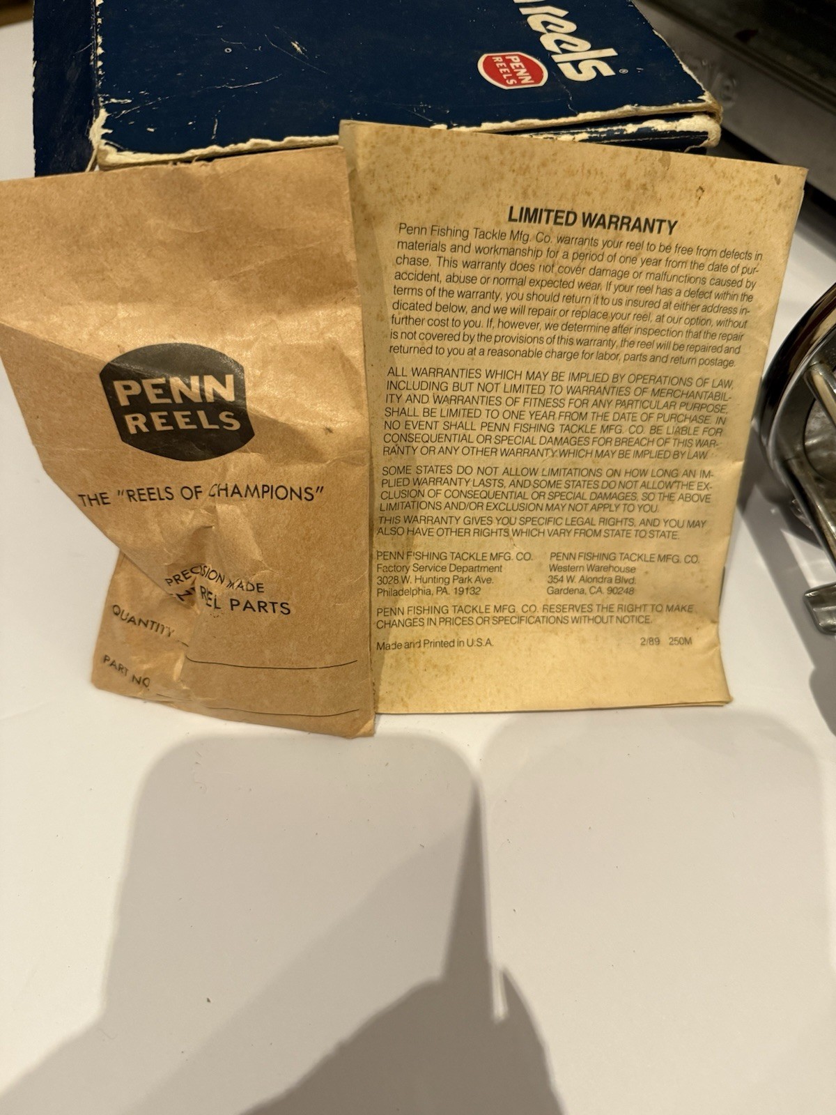 PENN Senator 114HL High Speed Big Game Conventional Reel ORIGINAL BOX and PARTS