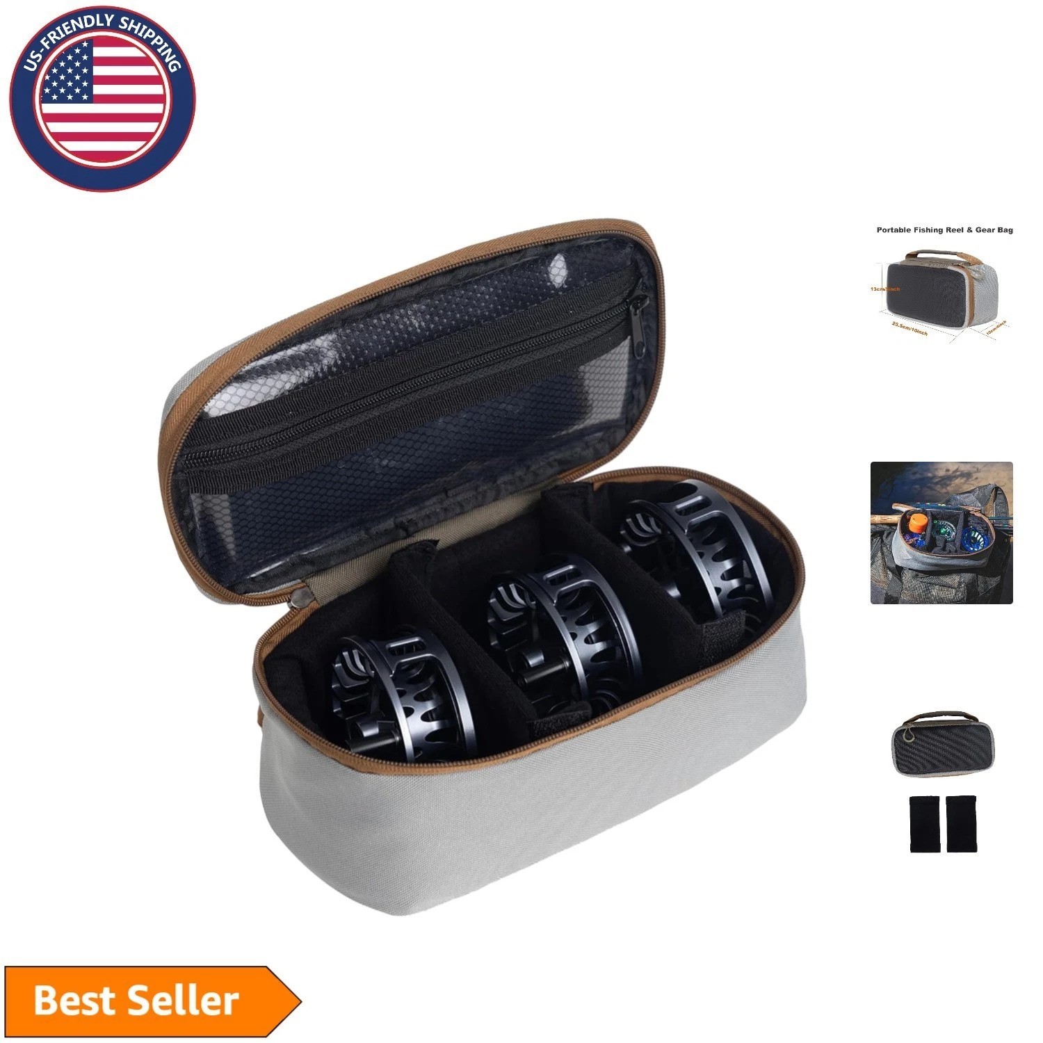 Compact Waterproof Fly Fishing Reel Bag – 3 Reel Capacity with Padded Protection
