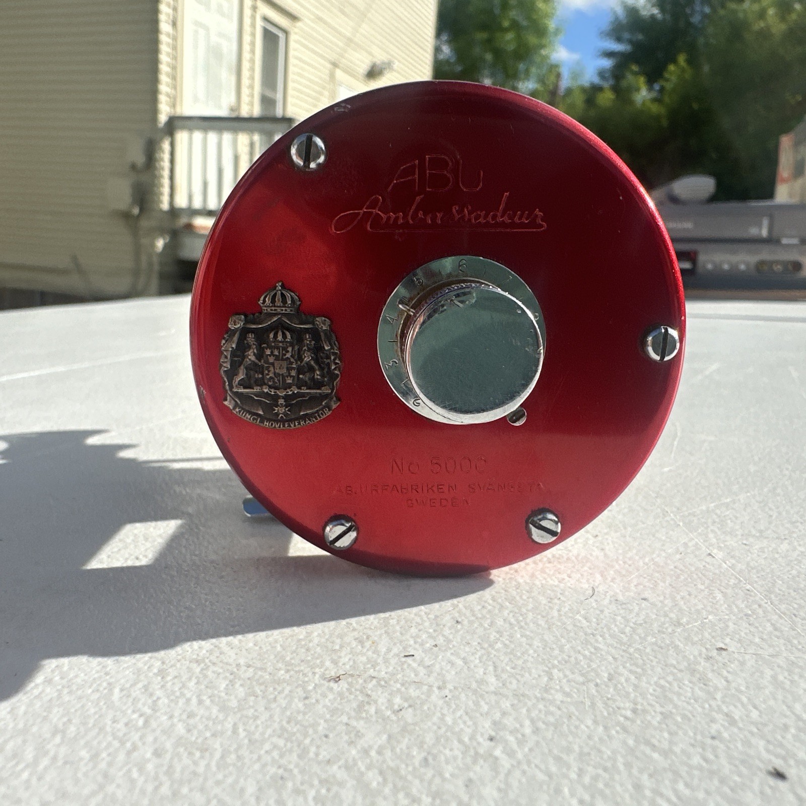 VTG Abu Garcia Ambassadeur No 5000 Red 4 Screw Reel Sweden 553803 Tested Smooth