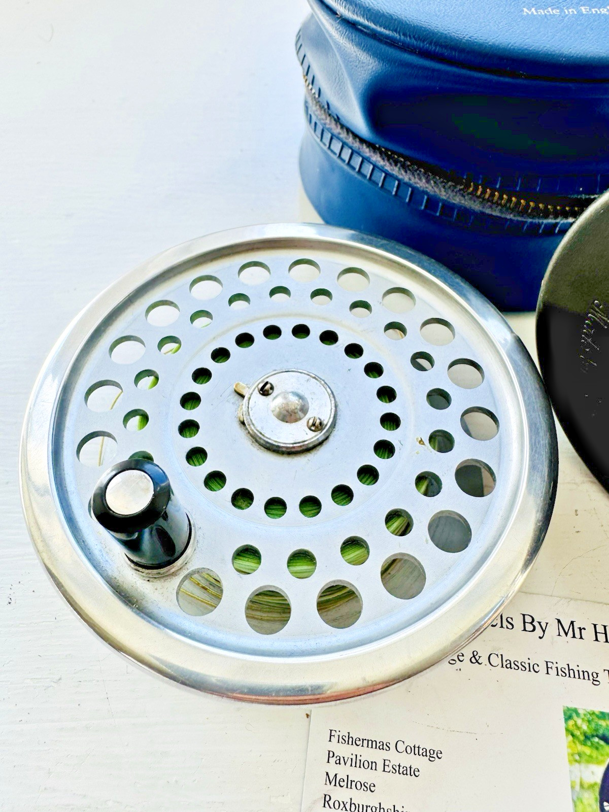 Vintage Hardy Marquis Salmon Number 1 Fly Reel & Spool Case & Floating Fly Line
