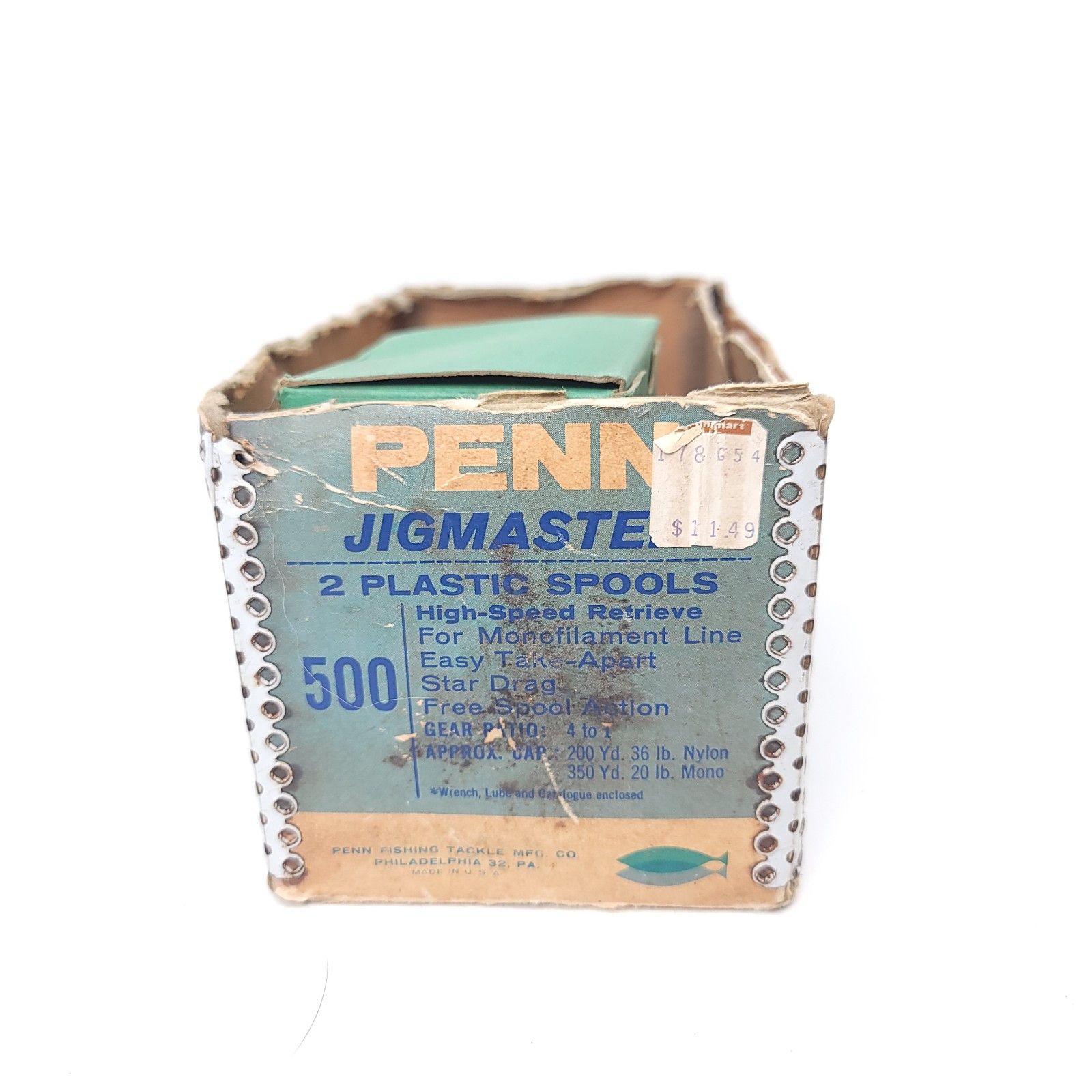 Vintage Penn Jigmaster No. 500 Fishing Reel w/ Extra Spool & Original Box USA