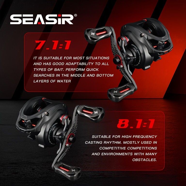 Seasir MANSORY PRO 131G Baitcasting Reel Ultra Light Carbon 7+1 BB 5kg Drag