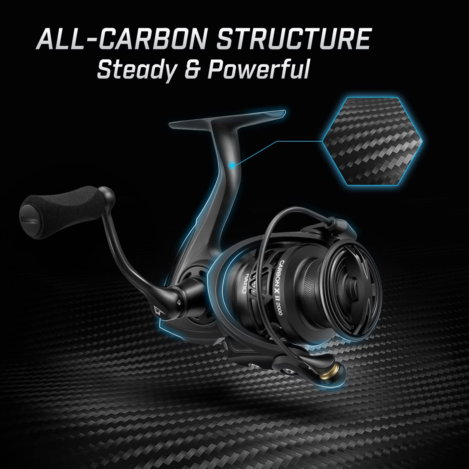 Piscifun Carbon X II Spinning Reels, Light to 5.5oz, Upgrade 2000, Black