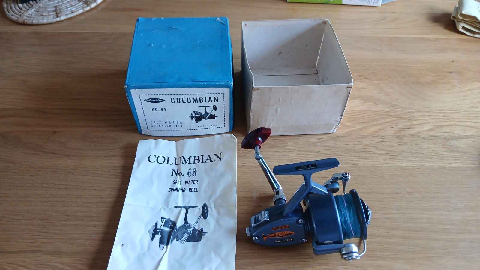 Fine boxed Roddy Columbian no 68 Sea fishing reel made in Japan Vintage Angling