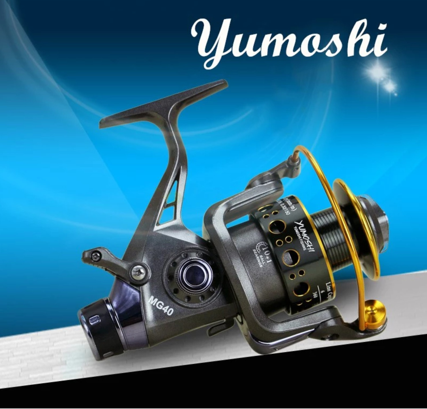 Yumoshi Big Game Spinning Reel 5:1 Ratio Metal Spool w/ Dual Break MG30, 40 & 50
