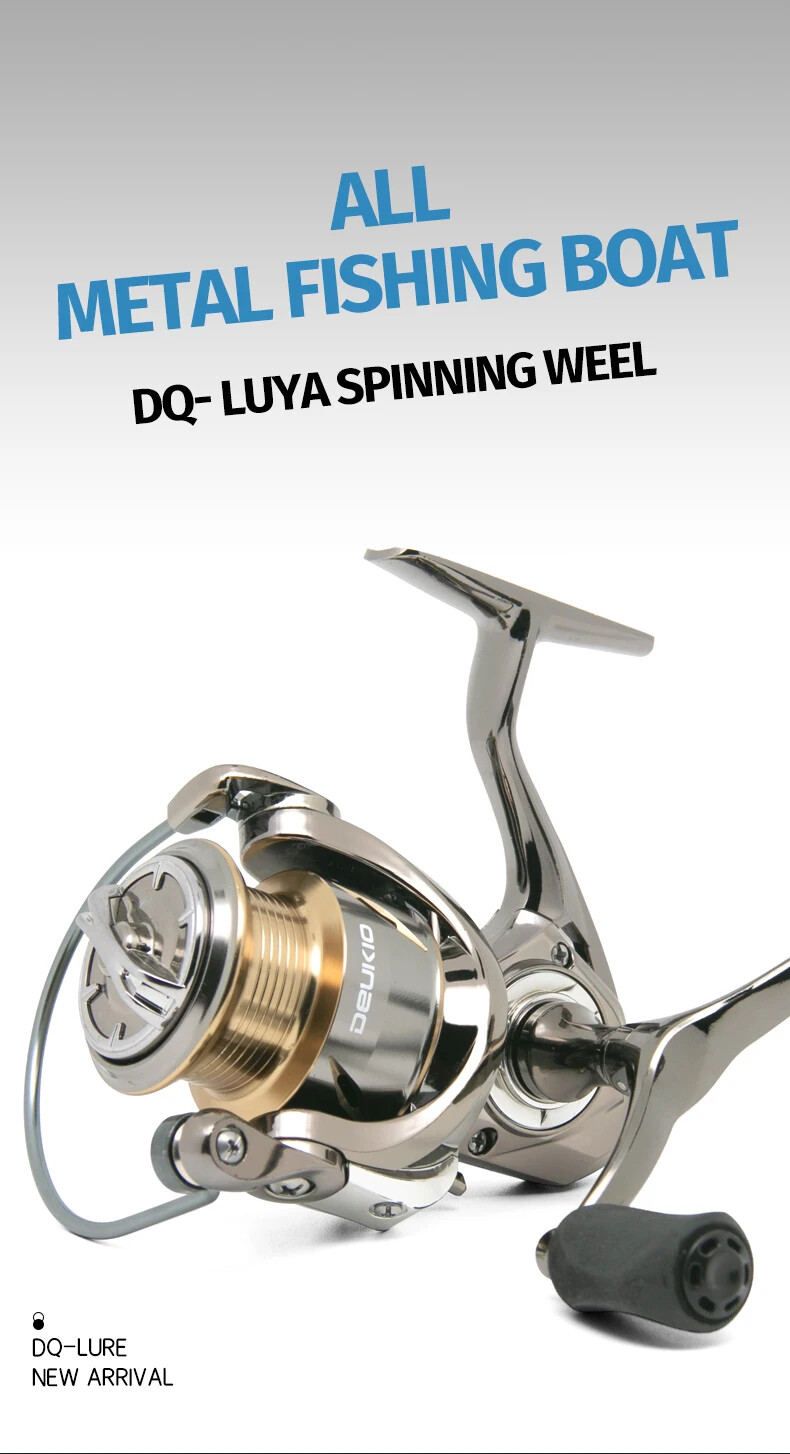All Metal Spinning Reel Double Handle,5.6:1 Gear Ratio,17LB Max Drag,CNC Spool