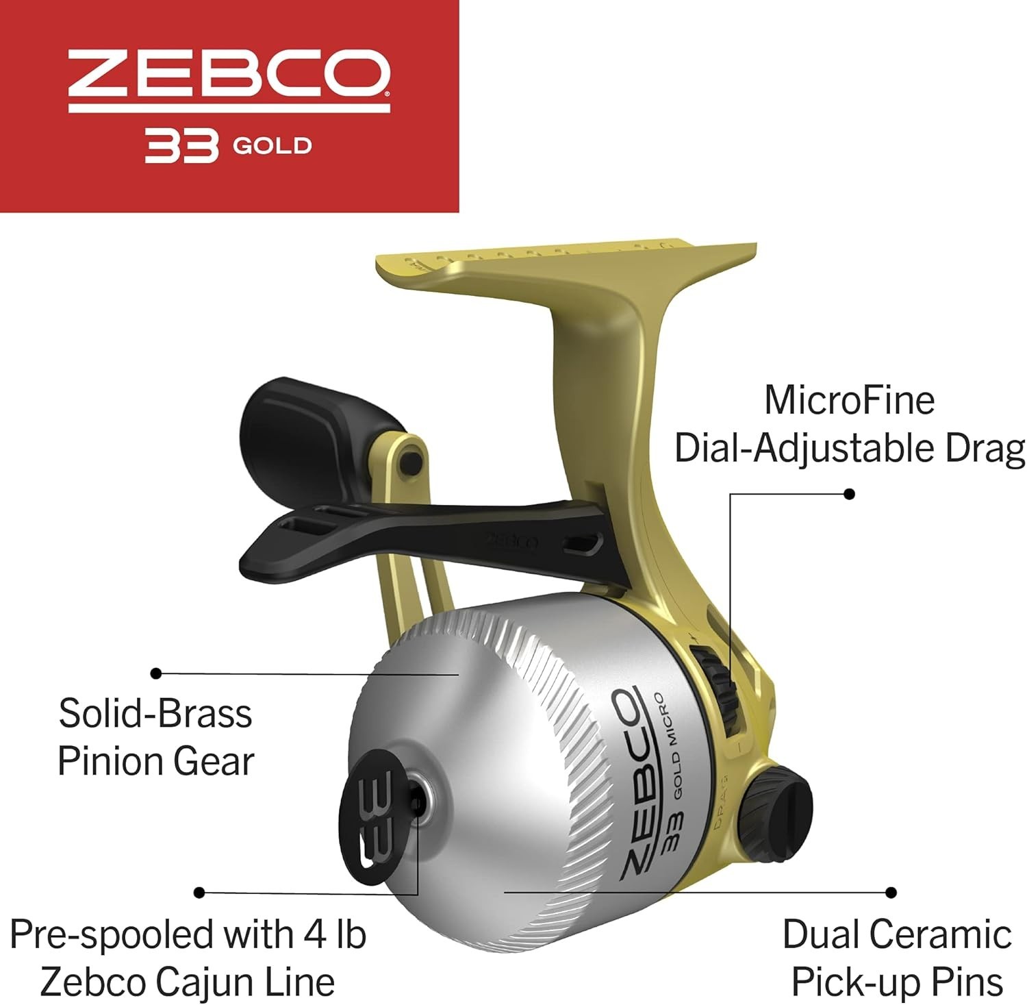All-in-One 33 Gold Spincast Fishing Reel with Anti-Tangle Design & Cajun Line=