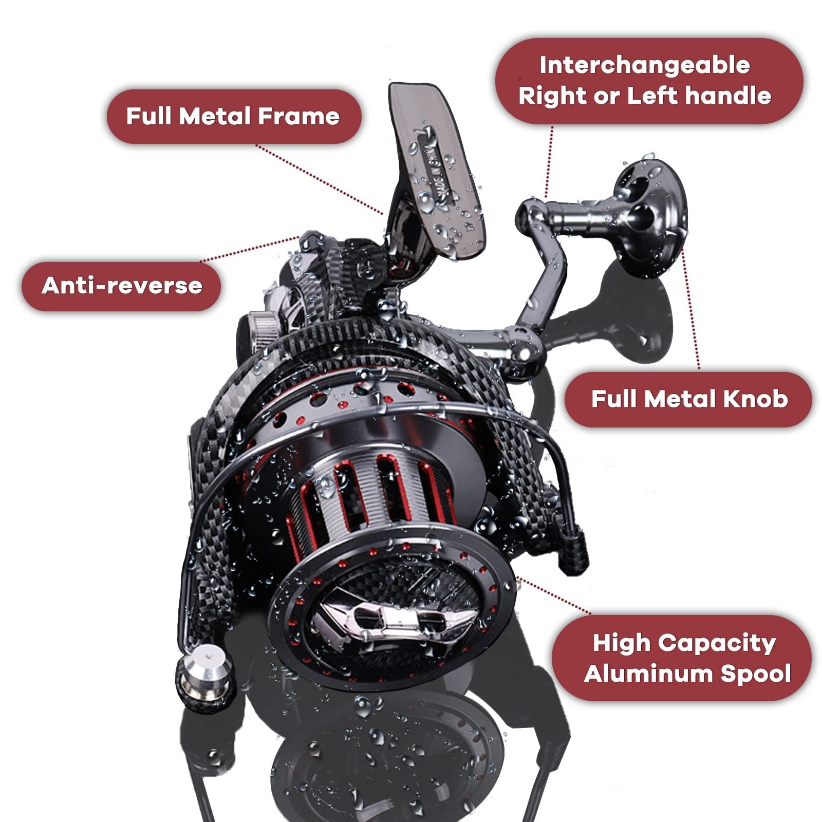 High Capacity Saltwater Spinning Reel 10000 12000, Full Metal Frame, 31LB Drag,