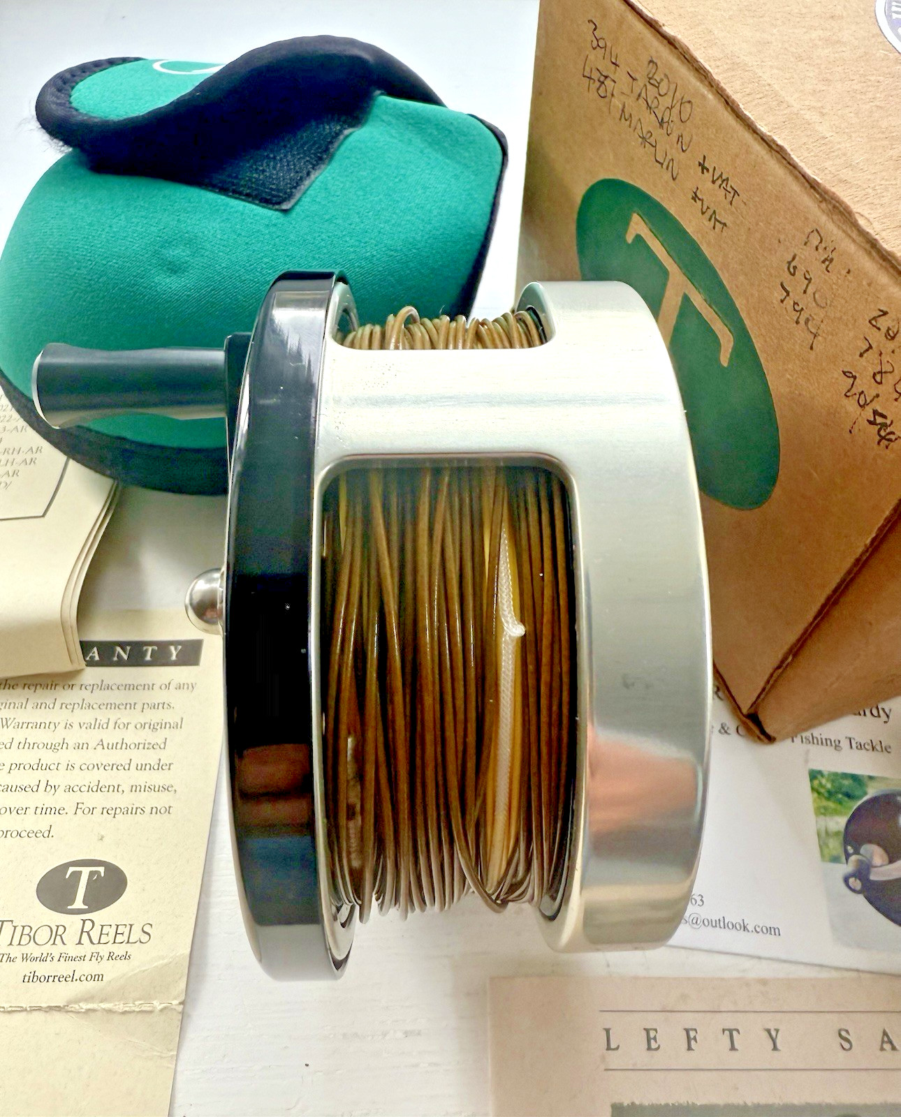 Tibor Billy Pate AR Tarpon Saltwater Fly Reel RHW with Line Case Box & Papers