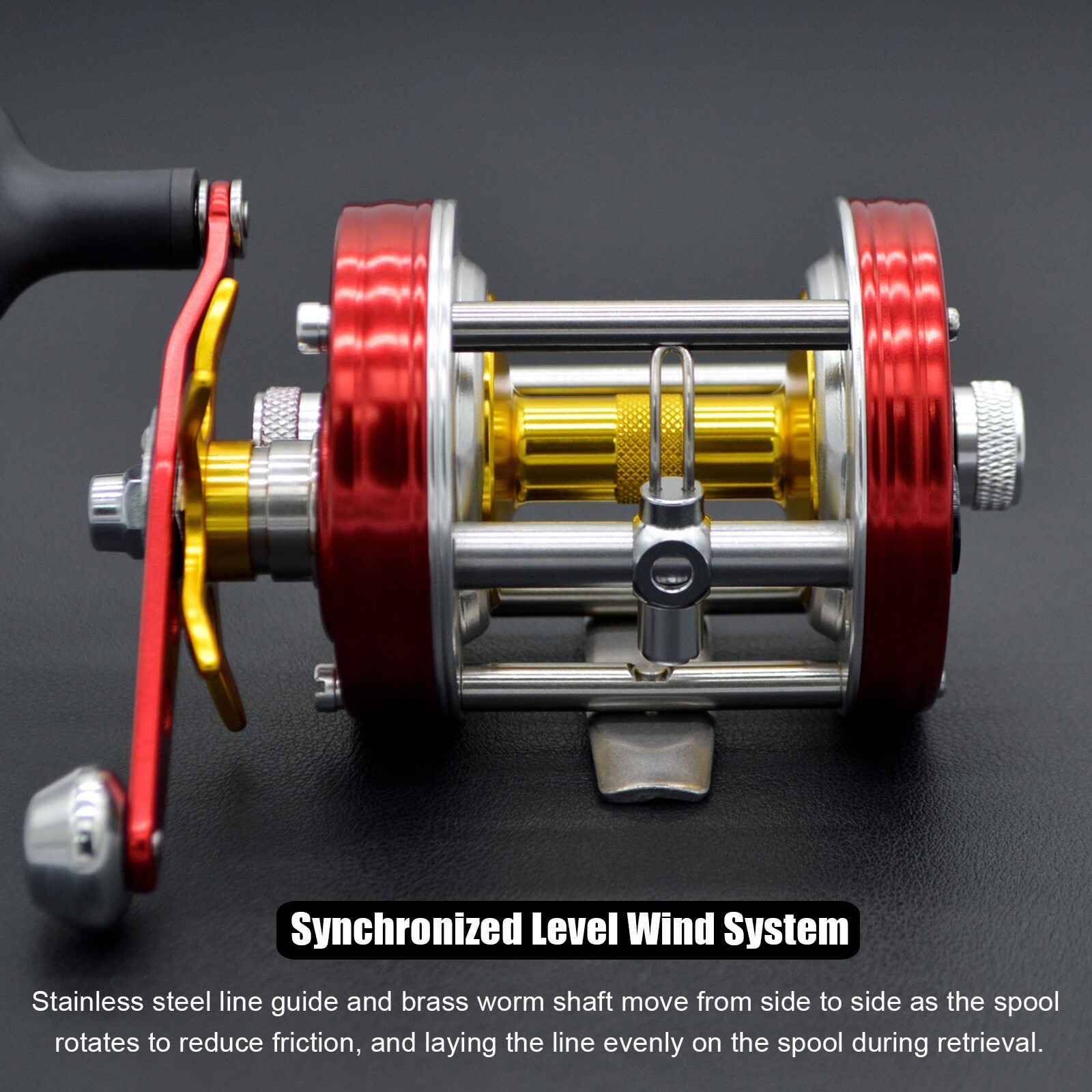 CAMEKOON Round Baitcasting Fishing Reel 17LB Carbon Drag Synchronized Level Wind