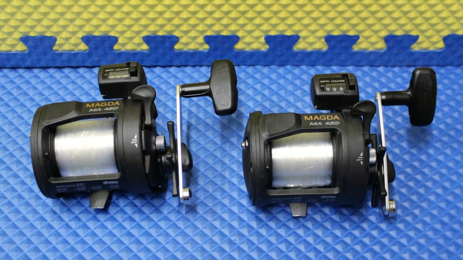 Okuma Magda Line Counter Trolling Reel Pre-Spooled w/17lb/570yd Mono MA 45D 2PK