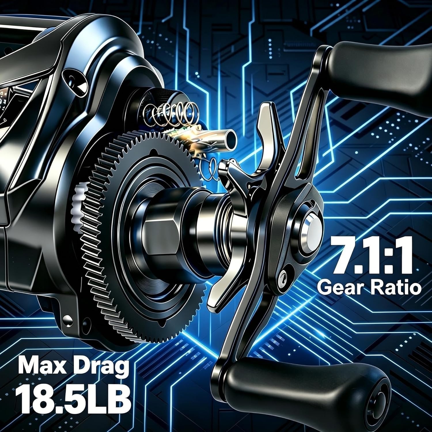 Lightweight 7.1:1 Baitcaster with Digital Anti-Backlash for Effortless Casting